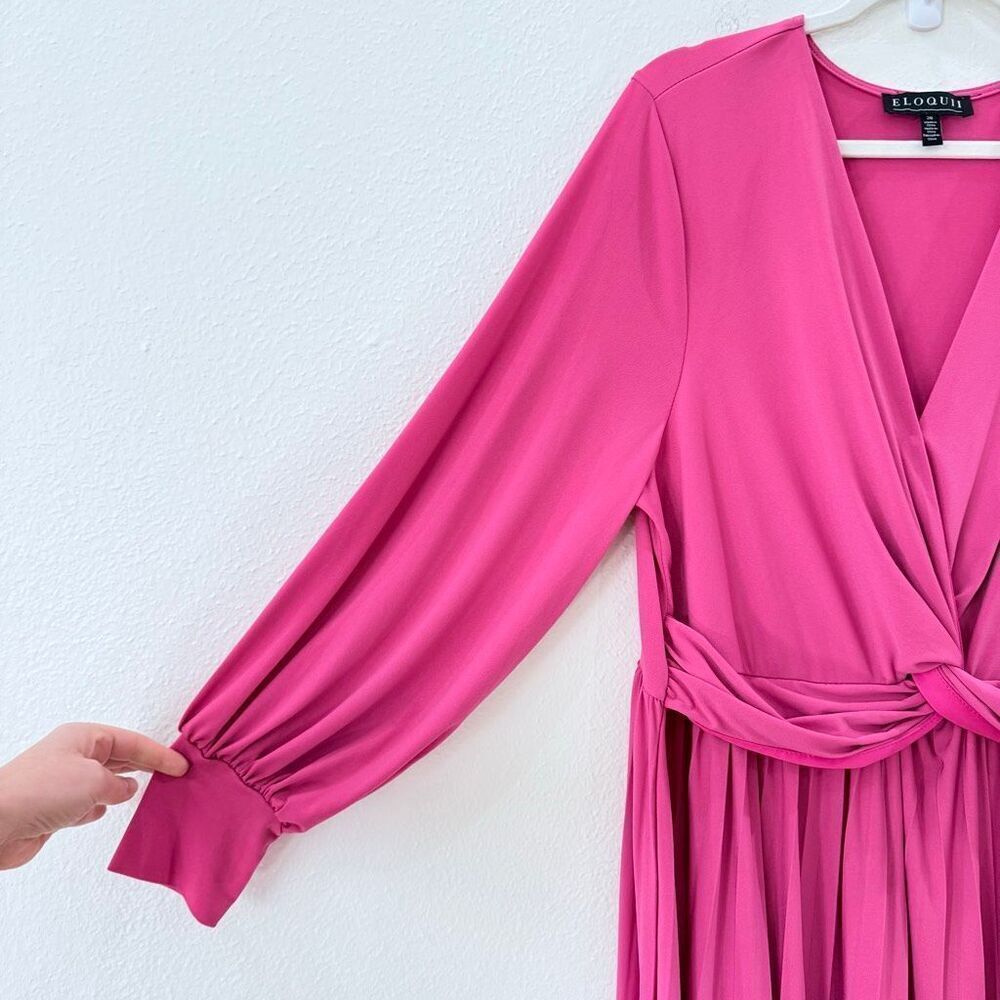 Eloquii Women's Twist Front Dress in a Magenta Pink Knee Length Women's 20 - Picture 4 of 12